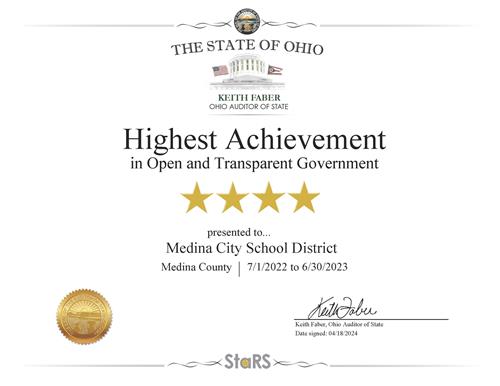 Certificate of Highest Achievement in Open and Transparent Government
